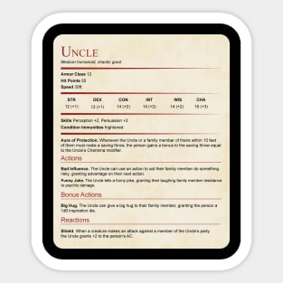 D&D Uncle Statblock Sticker